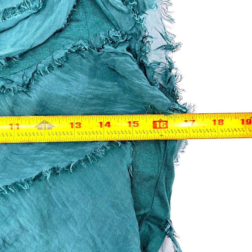 Made in Italy Silk Tiered Ruffle Dress Teal Green Sleeveless Cowl Neck Midi NWT - Picture 6 of 7